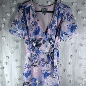 Rabbit Rabbit Rabbit Women’s Floral Maxi Wrap Dress Flutter Sleeves Size 8